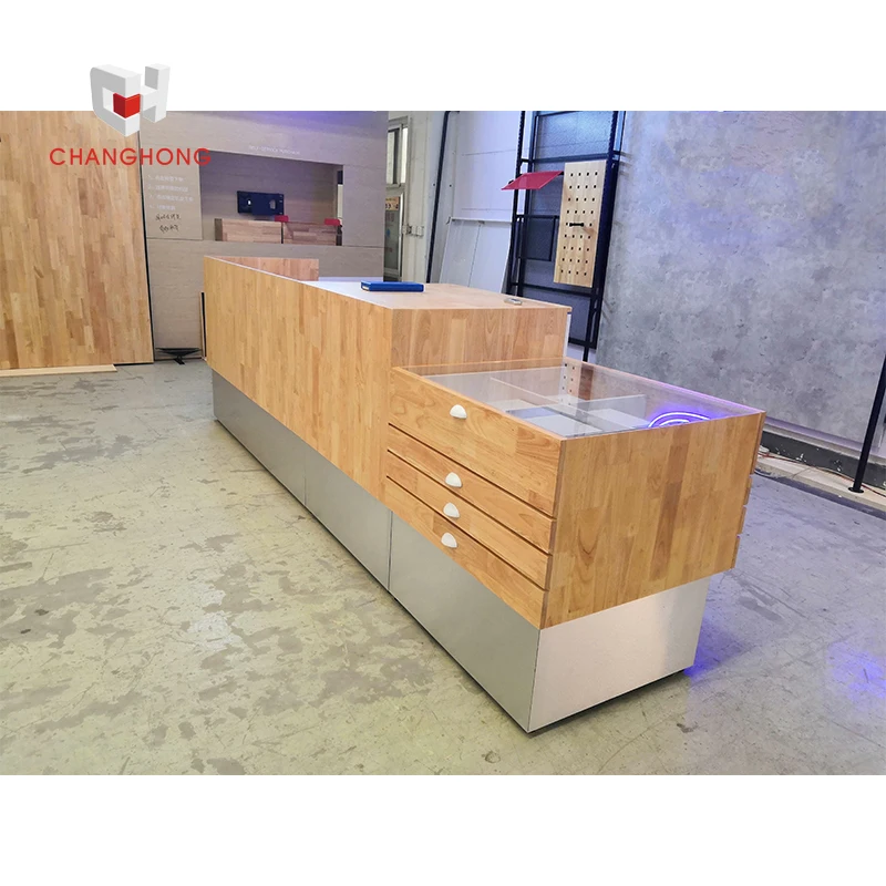 Combined Type MDF Checkout Counters Reception Desk with Storage Modern Shop Counter Design for Garment Store