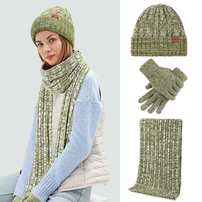 Hot Selling European And American Style Winter Hat Scarf Set Fashionable And Warm Knitted Gloves
