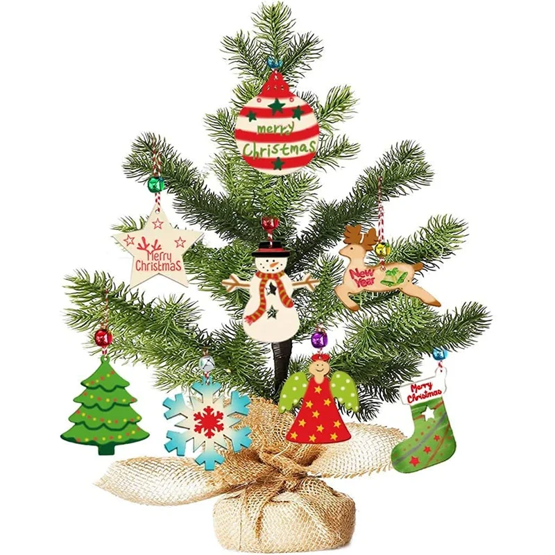 DIY Christmas Ornaments Crafts Kids Toddler Wooden Hanging Ornament for Christmas Tree Decorations Unfinished Wood Cutouts