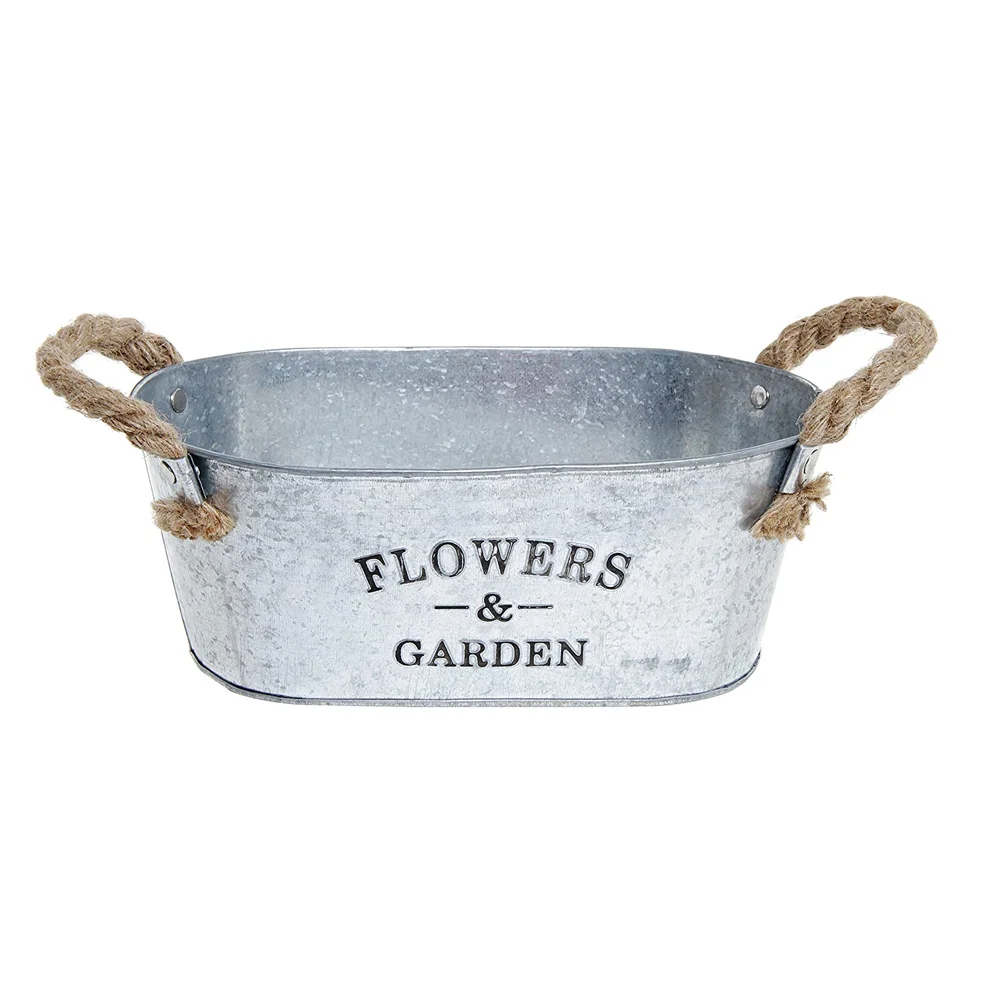 Rustic Small Metal Succulent Plant Container Bucket with Twine Handles Farmhouse Succulents Herbs Flower Pots Planters