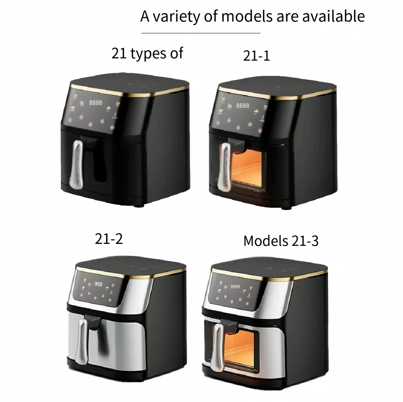 Stainless steel square visible large capacity electric oven oil-free healthy air fryer factory direct delivery wholesale OEM 10L