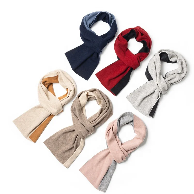 Двухсторонний двухслойный зимний женский кашемировый шарф индивидуальный простой вязаный модный шейный теплый кашемировый шарф-снуд