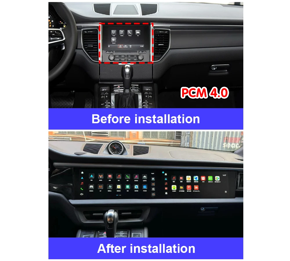 Krando 24.6' Dual Screen Android Car Radio For Porsche Macan 2014 - 2017 Automotive Navigation GPS Carplay Head Unit Monitor