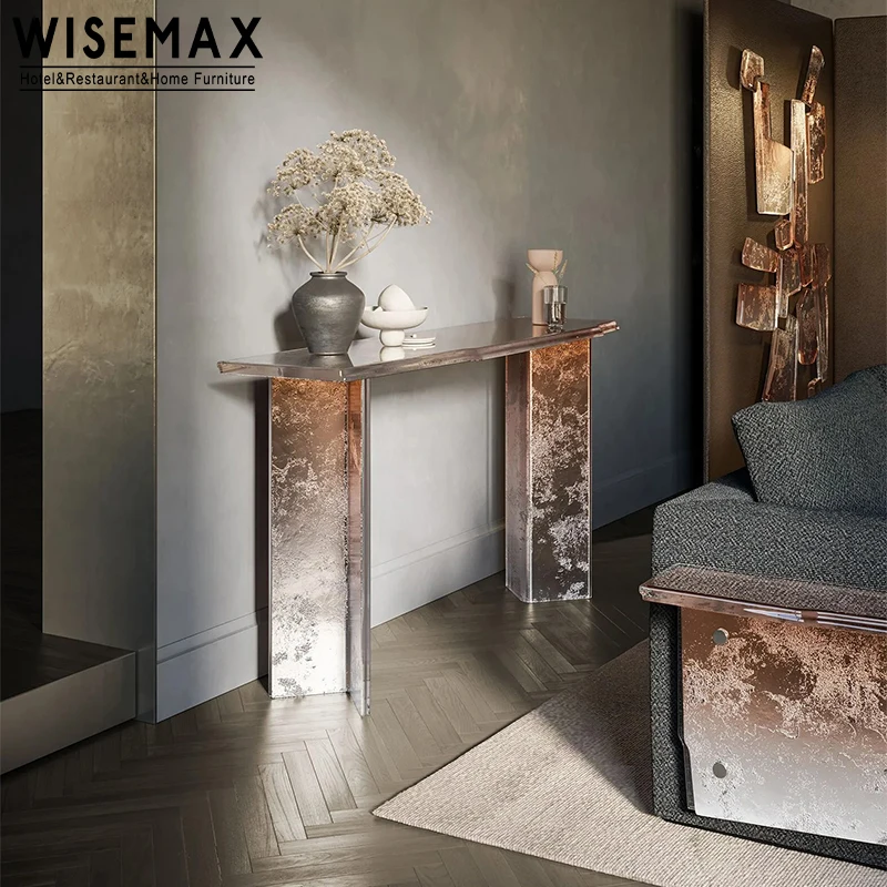 WISEMAX FURNITURE Contemporary simple design home furniture irregular square resin blue dining table for hotel living room