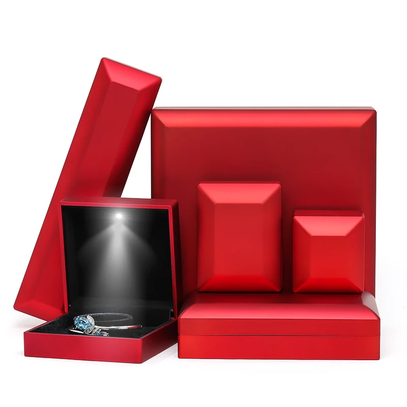 Zebo Custom wholesale 5 colors pendant jewellery ring boxes set led light jewelry box set