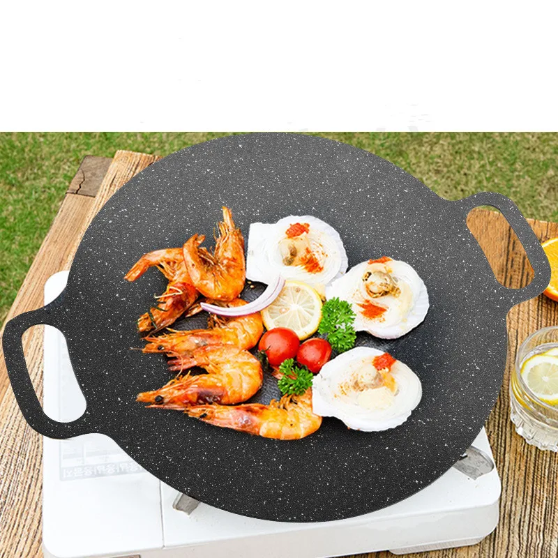 Indoor Outdoor Non-stick Wok,6 Layer Coating Round Griddle,Aluminium Bbq Grill Pan