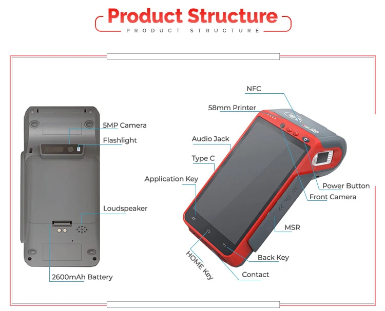 4G Wireless EFT POS Terminal Android 7 Smart POS Machine with Printer for Bus/Taxi Tickets Z100
