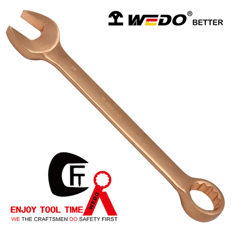 WEDO Hot Selling DIN BAM Certificate EX-plosion Combination Die-forged Beryllium Copper 15 degree Wrench for Safety Work