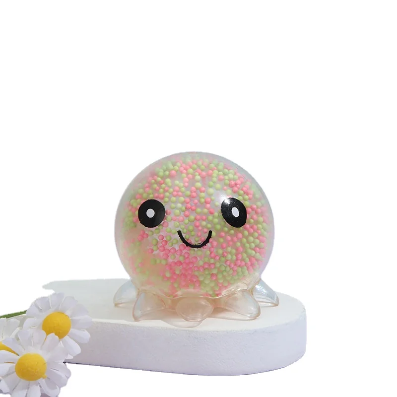 LED light Tpr pressure relief toys foam beads with lights octopus pinch cute children Mochi Stretchy Squishy Fidget Toys