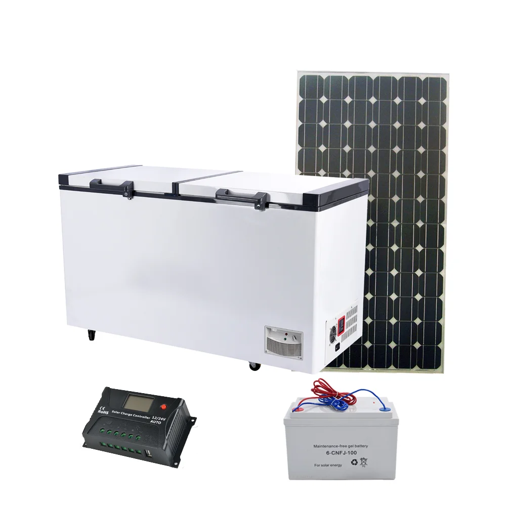 Factory direct sales product appliances solar chest freezer  big capacity 508 L with double door dc 12 freezer for commercial