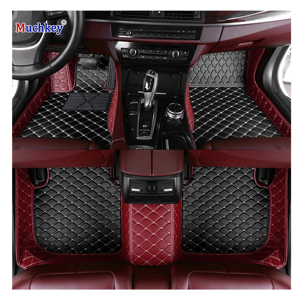 Muchkey Auto Accessories Dual Stitching Leather Mats All Weather Waterproof Luxury Car Carpet Set Customized Car Floor Mat