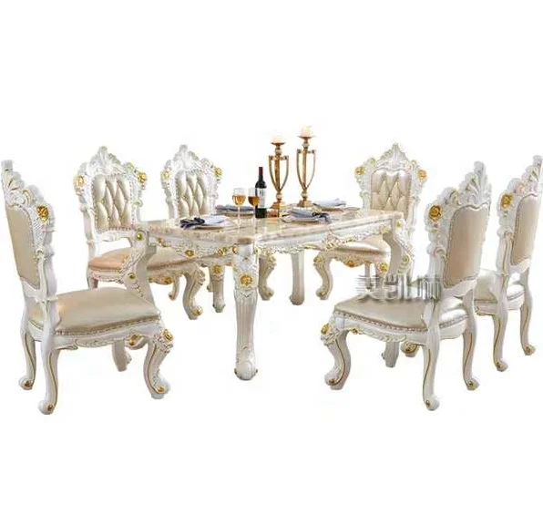 
European Italian classical wooden carved-flower royal dinning room set 