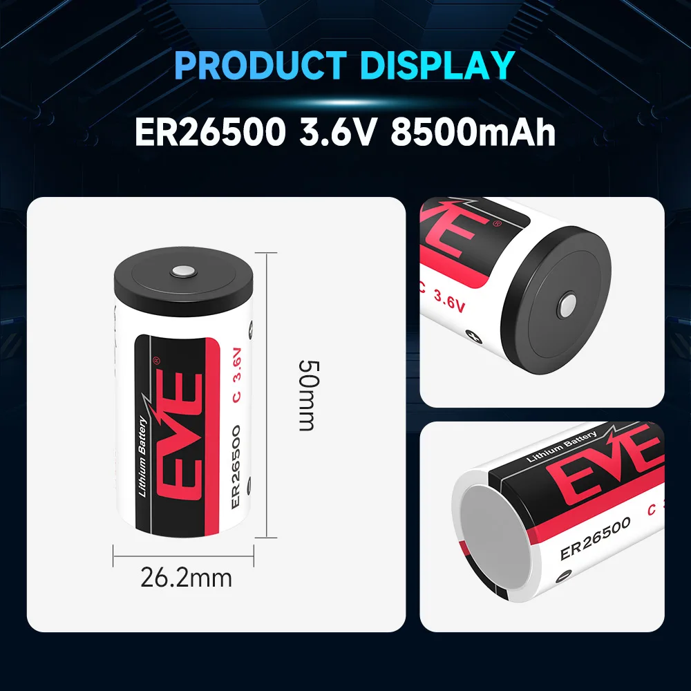 EVE ER26500 Lithium Batteries 3.6V 8.5Ah Primary Cylindrical Batteries