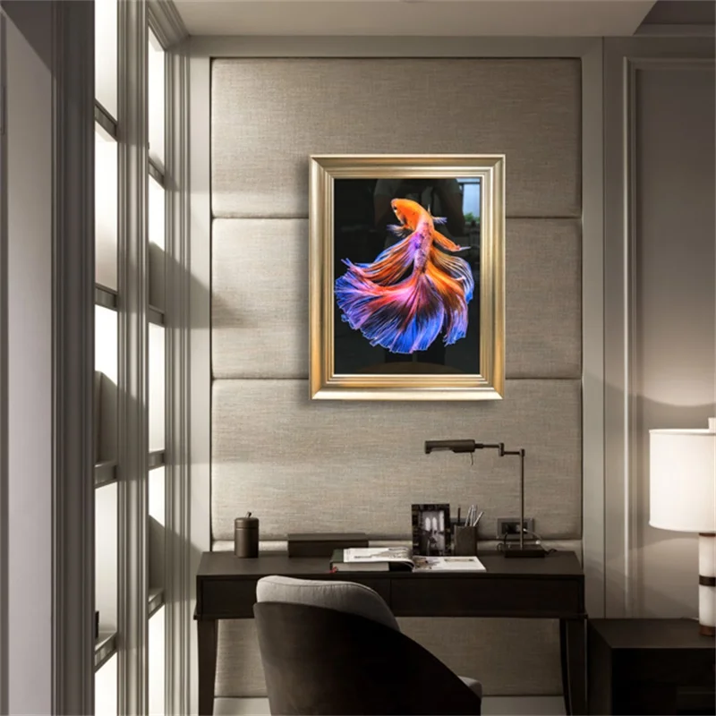 Oil Painting Dafen Home Decoration Resin Modern HD Beautiful Fish Wall Art Frame Decoration Picture 3D UV Printing Canvas Animal
