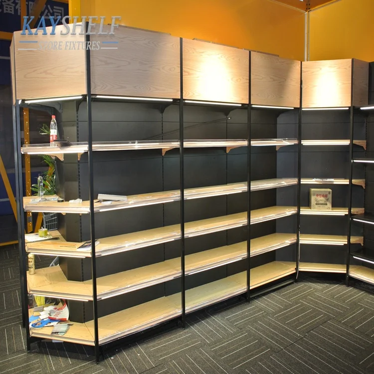 Сделано в гуандуне Стеллаж с рисунком под дерево для супермаркета стеллаж магазина металлический