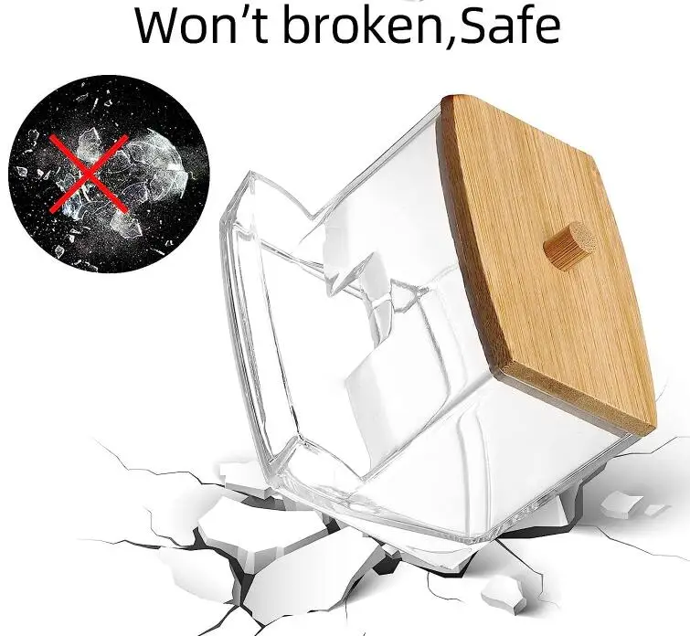 2024lid container  acrylic cotton pad swab holder apothecary jar storage holder