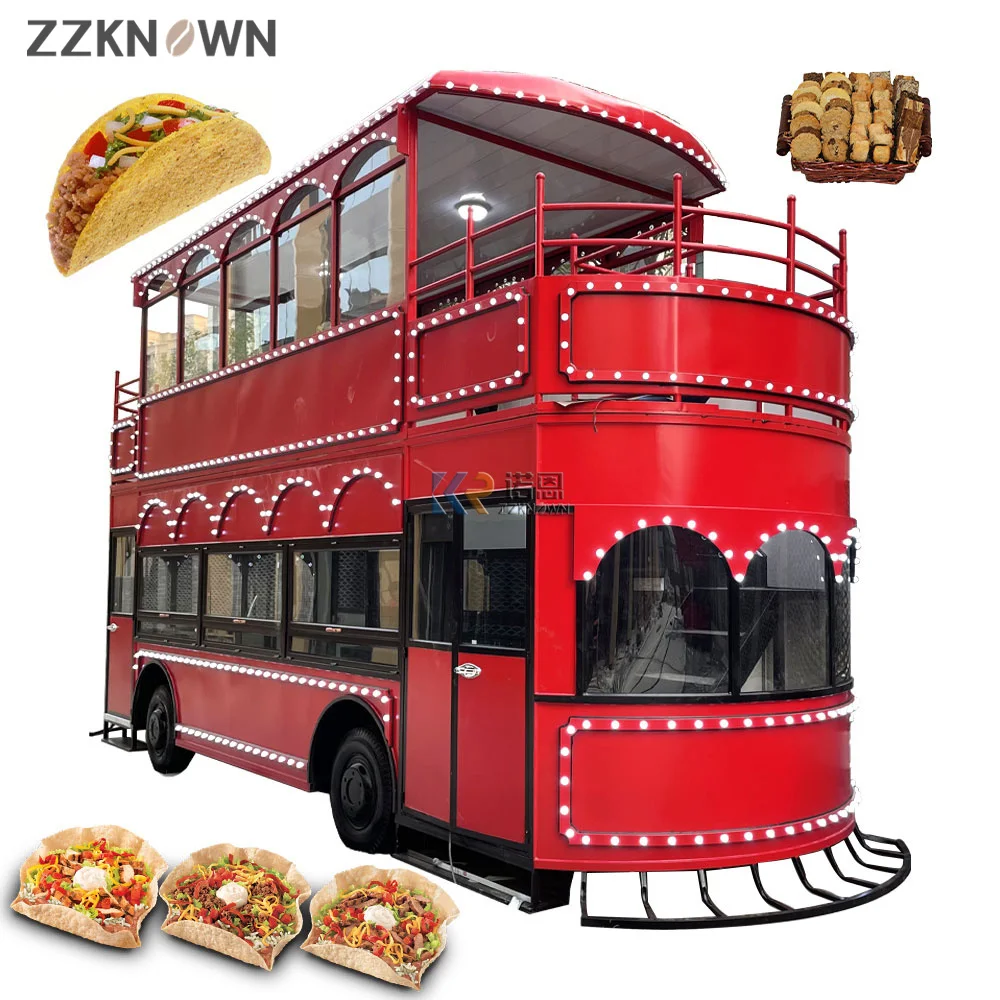 Commercial Street Food Cart Food Truck Full Equipped British Double-Decker Bus for sale