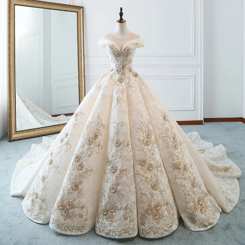 new arrival luxury trailing wedding dress classic wedding dress heavy industry dress
