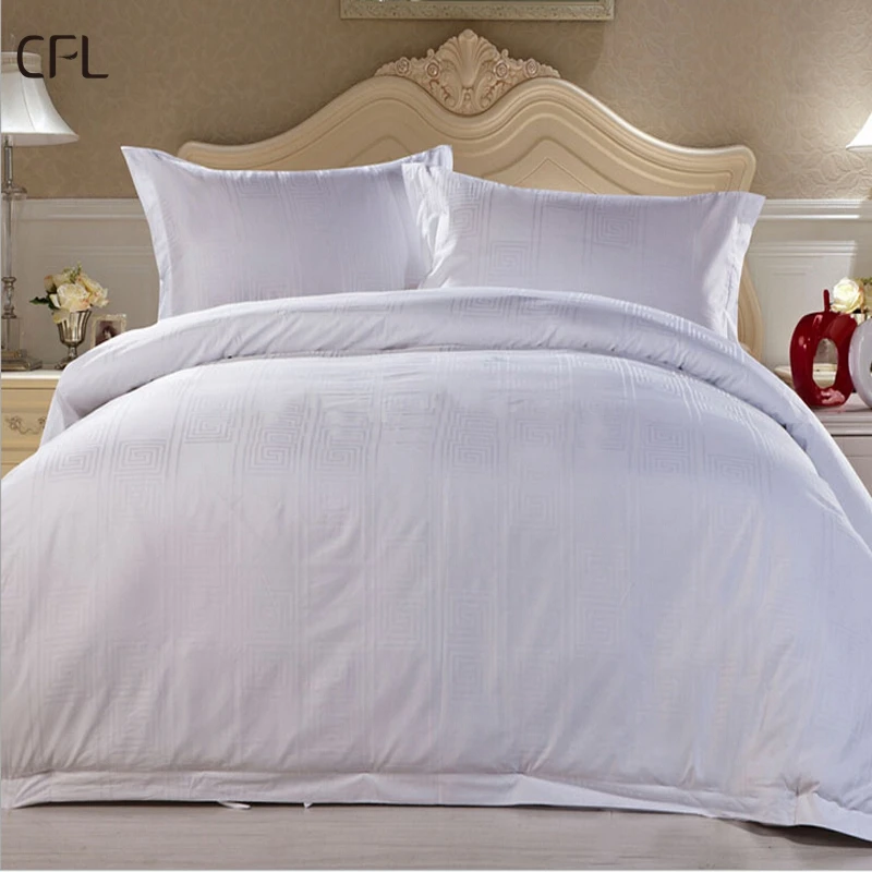 cotton satin comforter customized  hotel bedding sets jacquard white  bed linen