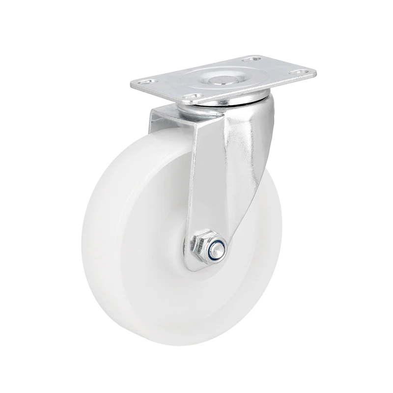 5 Inch Industrial Nylon Caster Wheels Metal Steel with Gimbal Rotation Wheel Caster Top Plate Style for Trolley Casters