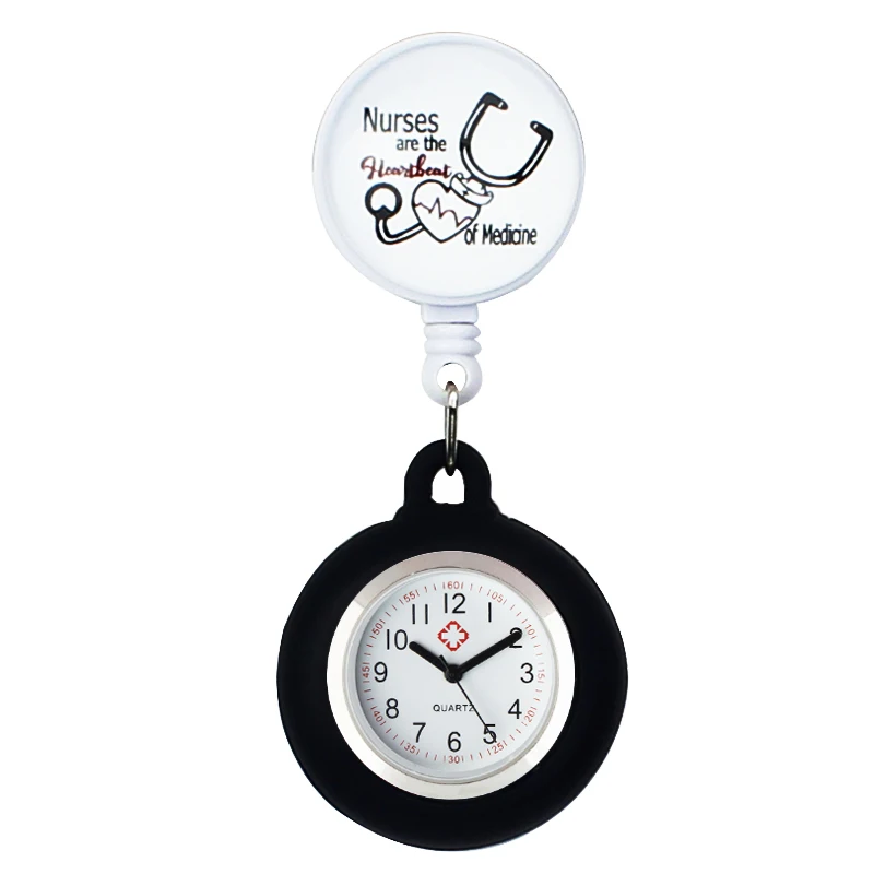 Nurse Pocket Watch Cute High-grade Crystal Silicone Medical Watch Round Stationary FOB Clip-on Doctor Clock Hospital Customized