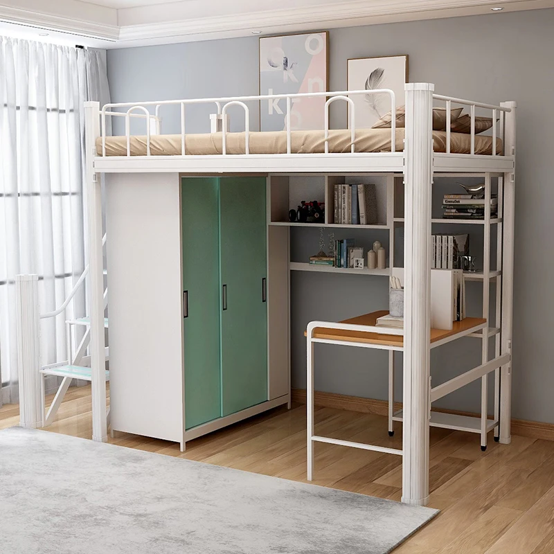 Simple Furniture Double Metal Student Bunk Bed with Desk for High School