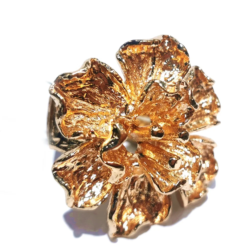 New Design Handcrafted Rose Flower Ring Gold Plated Adjustable Rings Jewelry For Women