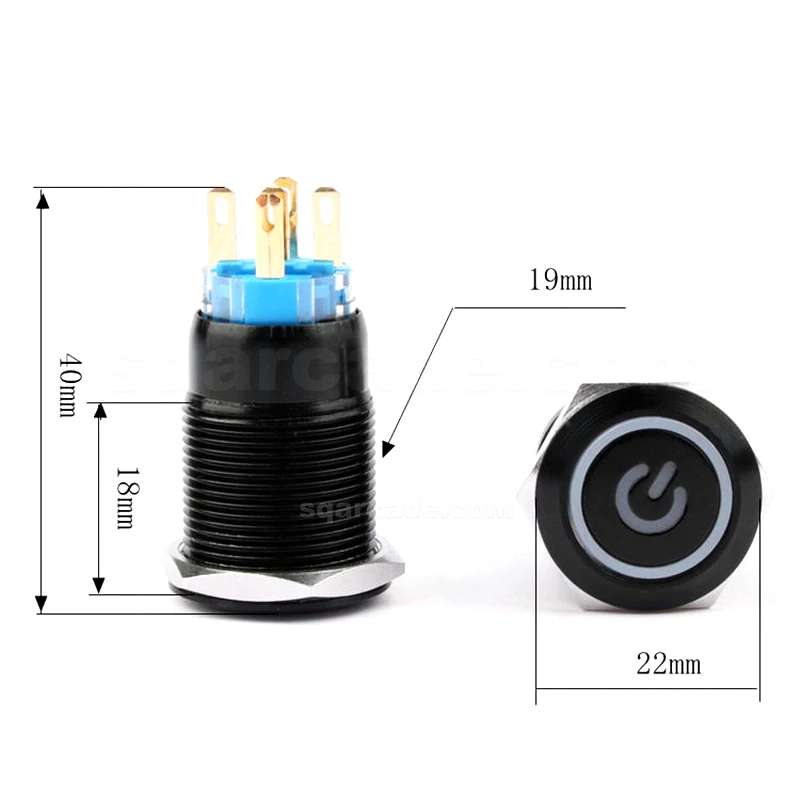 arcade push button switch push button illuminated self-reset/self-locking 19mm metal push button