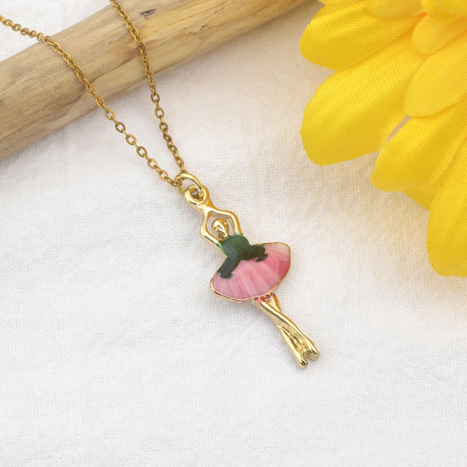 Custom Stainless Steel Gold Silver Plated Birthday Gift Unique Ballerina Ballet Dancer Girl Necklace
