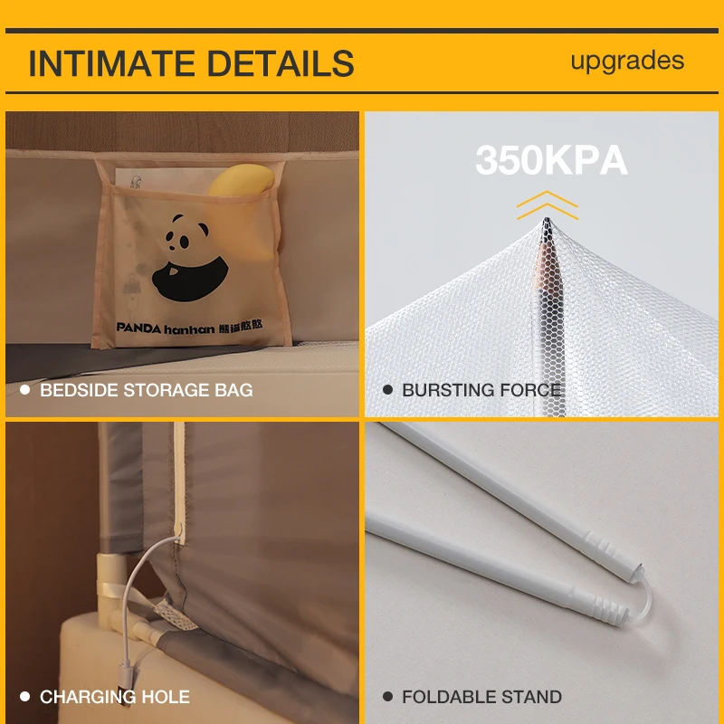 Panda Kawaii Cartoon Bed Canopy For Playhouse Square Play Yard Mosquito Nets For Bed With Steel Stands