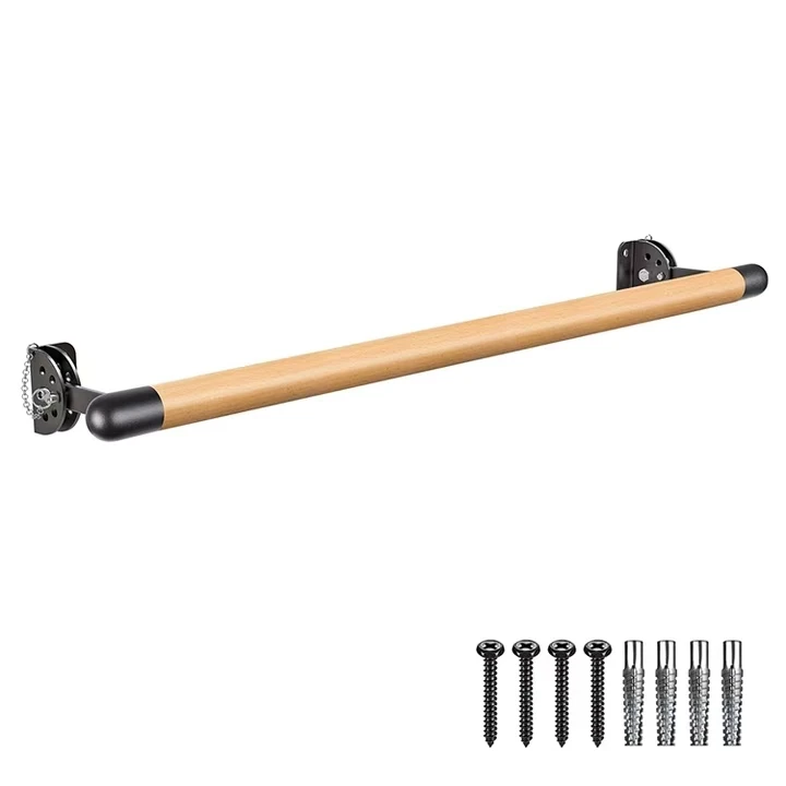 Wellshow Wall Mount Ballet Barre Solid Wood Dance Bar with Height Adjustable Metal Brackets for Dance Training