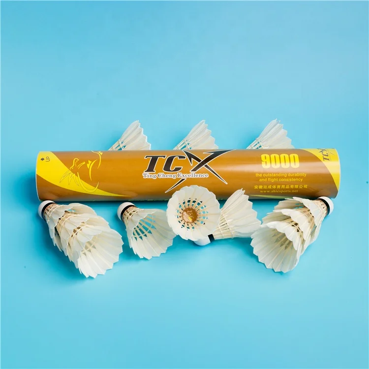 TCX9000 yellow Model goose feather shuttlecock with 3layer cork for professional players