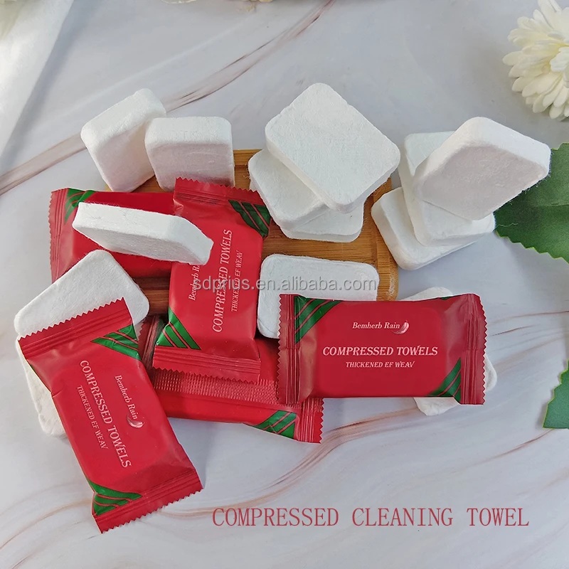 55gsm High Quality Compressed Face Towel Spunlace Nonwoven Fabric Candy Individual Packing Disposable Adult Travel Rectangle