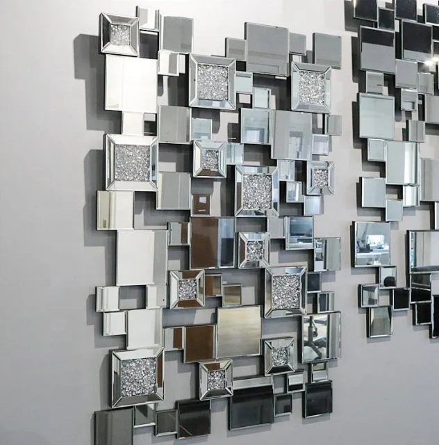 Factory Wholesale Luxury Decor Diamond Style  Make Up And Dressing Wall Mirror For Living Room