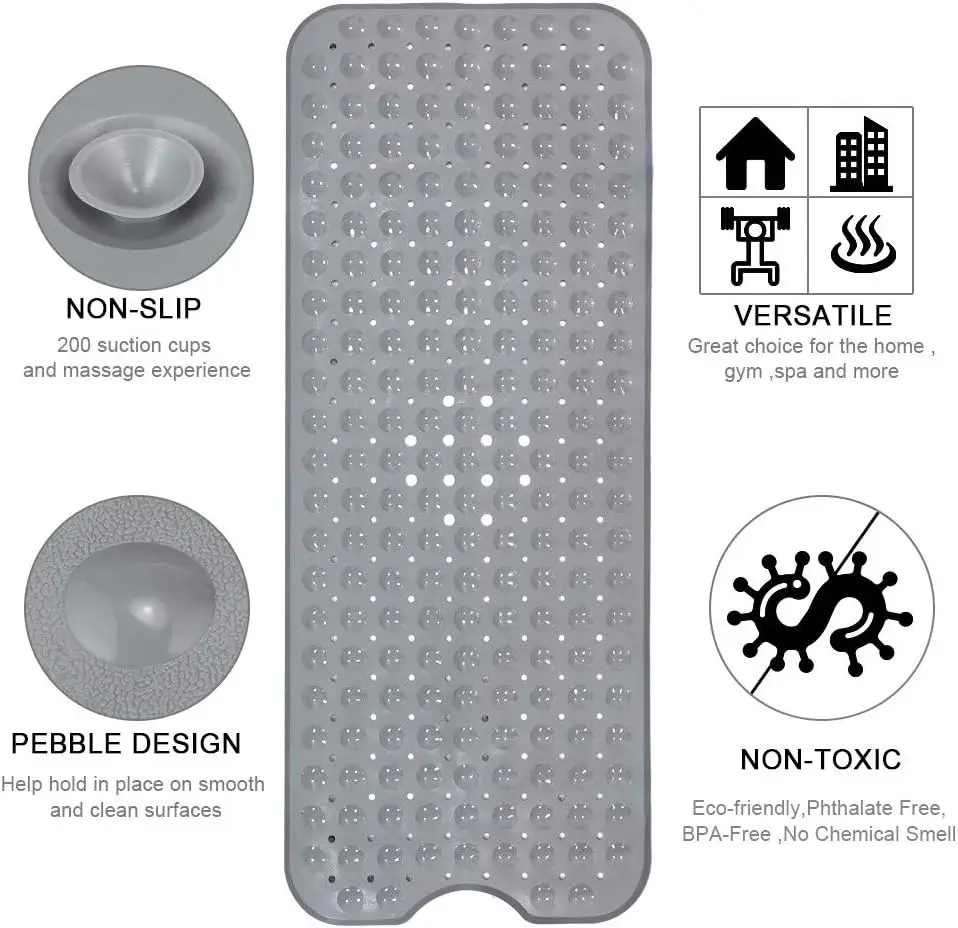 Embossed Memory Foam Bath Mat Non-Slip Soft Comfortable Machine Washable PVC Material for Bathroom Bathtub Shower