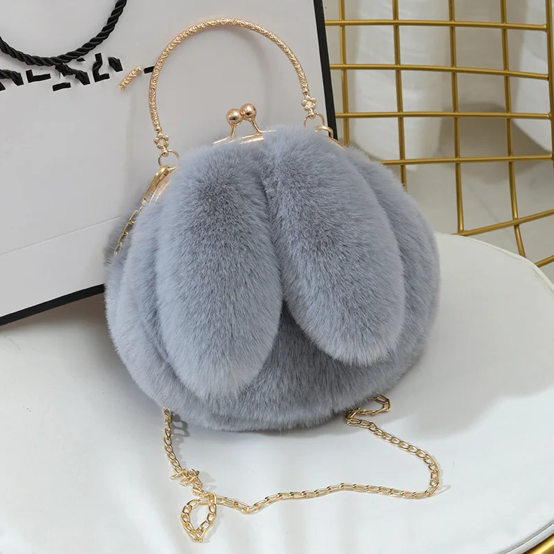 New Rabbit Ear Single Shoulder bag Cross body Plush Bag Leather Chain Fashion Bag