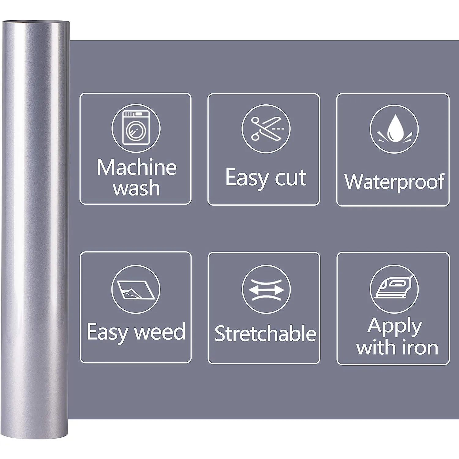 Diylobby 3m Silver Rainbow Color Retro Transparent HTV Vinyl Reflective Heat Transfer Vinyl Film Roll Design For Clothing