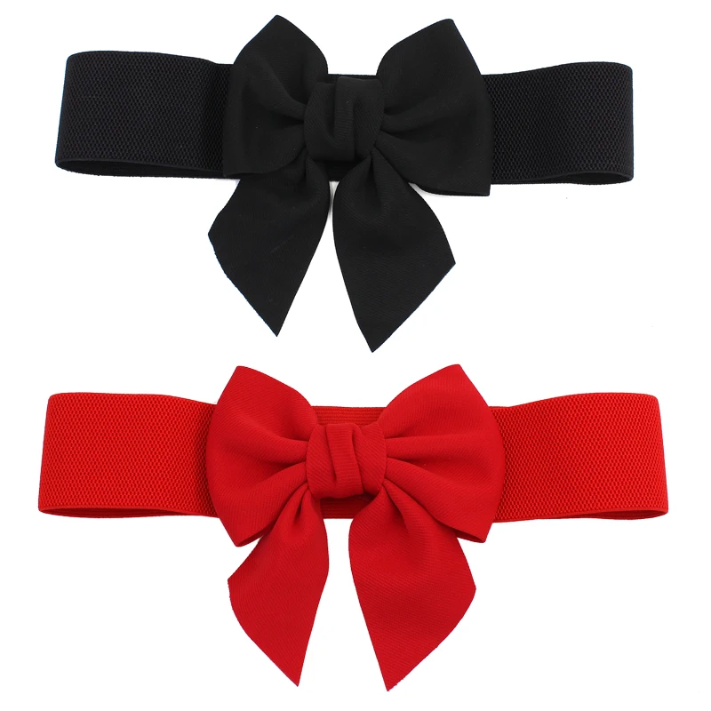 Women Fashion Bowknot Cummerbunds Elastic Belt Wide Stretch Waistband Waist Fabric Belt for Lady