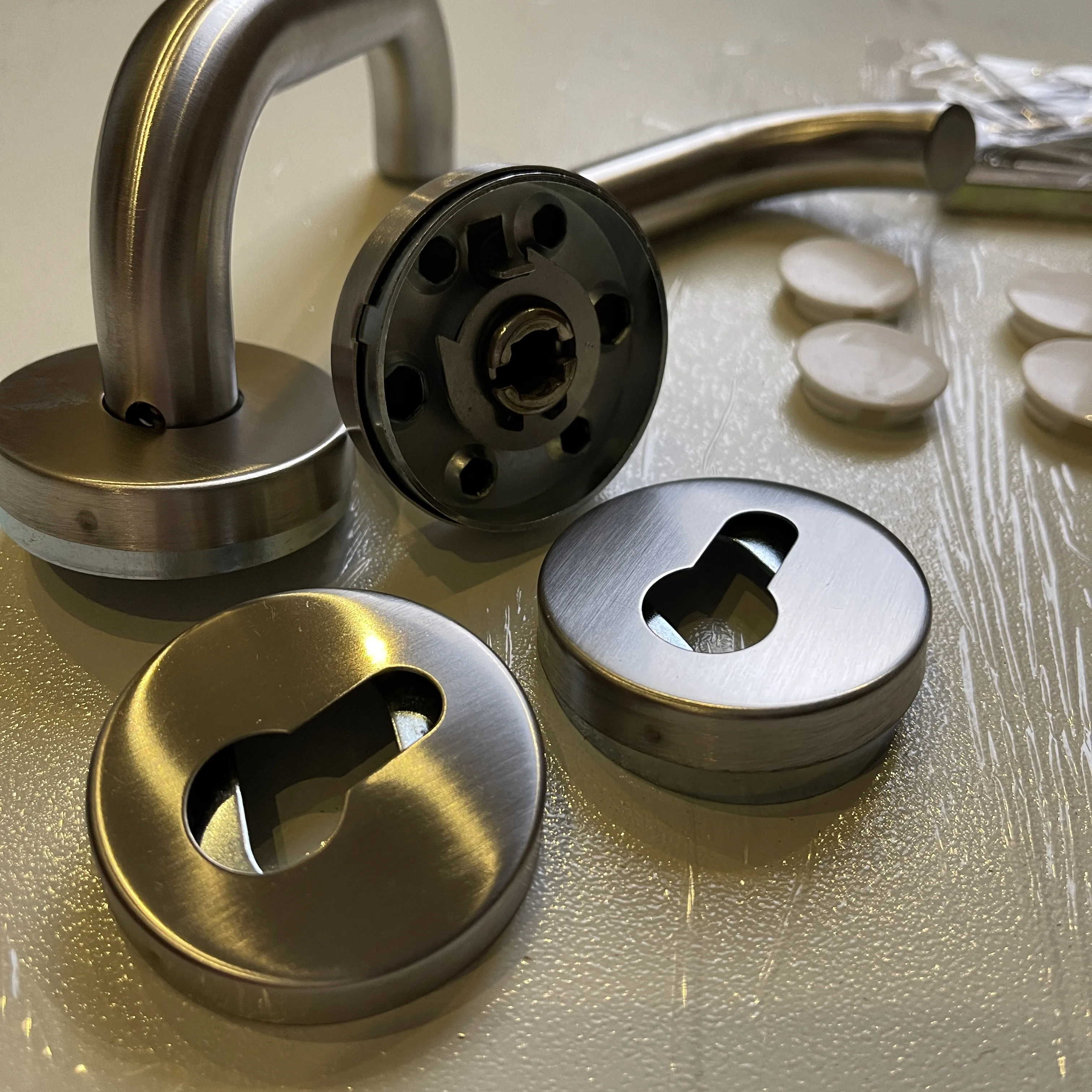 Euro style hollow residential door handle hardware stainless steel 304 lever door handle for wooden metal steel doors