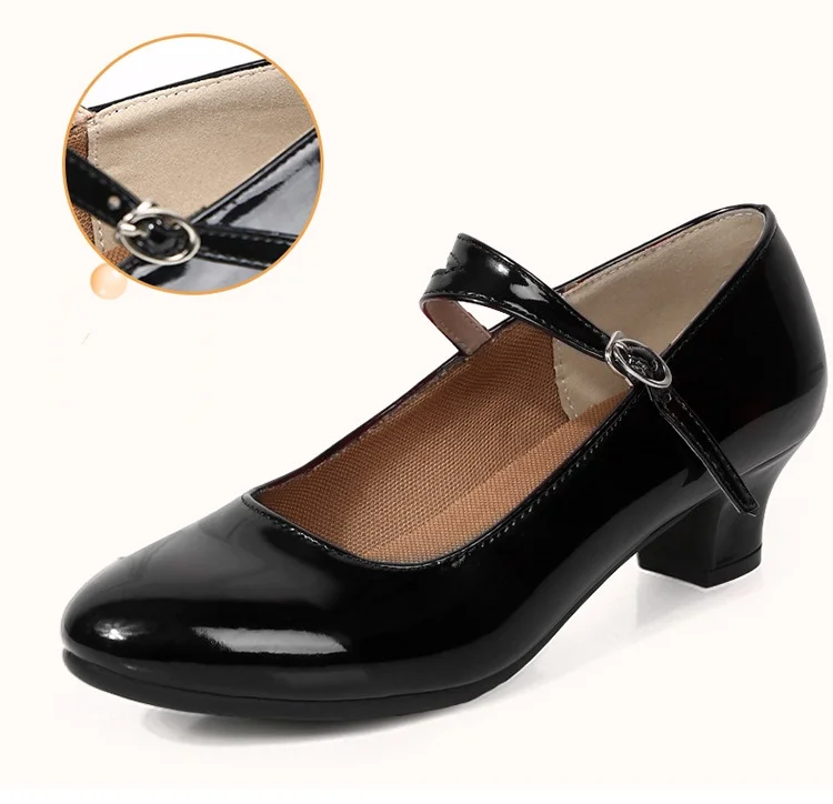 Black 3.5cm low Heel Latin Dance Shoe Girls Characters Modern Tango jazz leather Party shoes