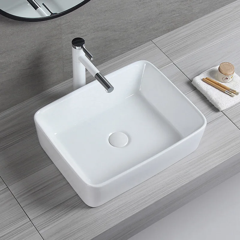 White Single Porcelain Hotel Restaurant Luxury Ceramic Washbasin Bathroom Vanity Wash Basin Bathroom Sinks
