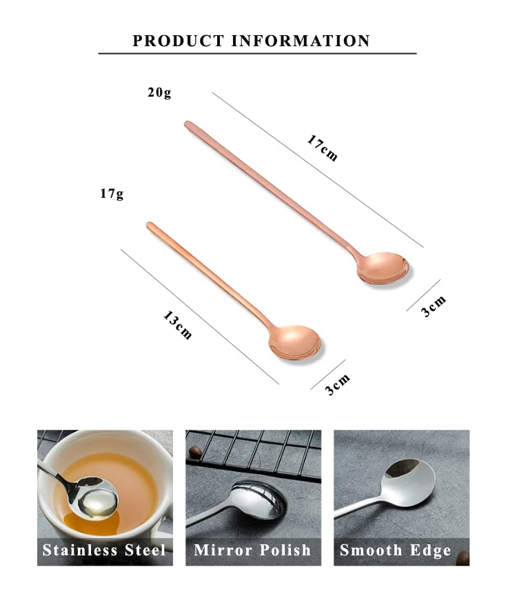 2023 длинная ручка 13 см 15 17 серебро розовое золото черный маленький милый 304 нержавеющая сталь металлическая кружка кофейная ложка