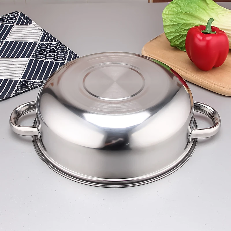 Kitchen Ware Soup Pot Steamer Fryer Stainless Steel Cookware Double Handle Modern Home Cooking Pot Commercial Steam Pot Sets