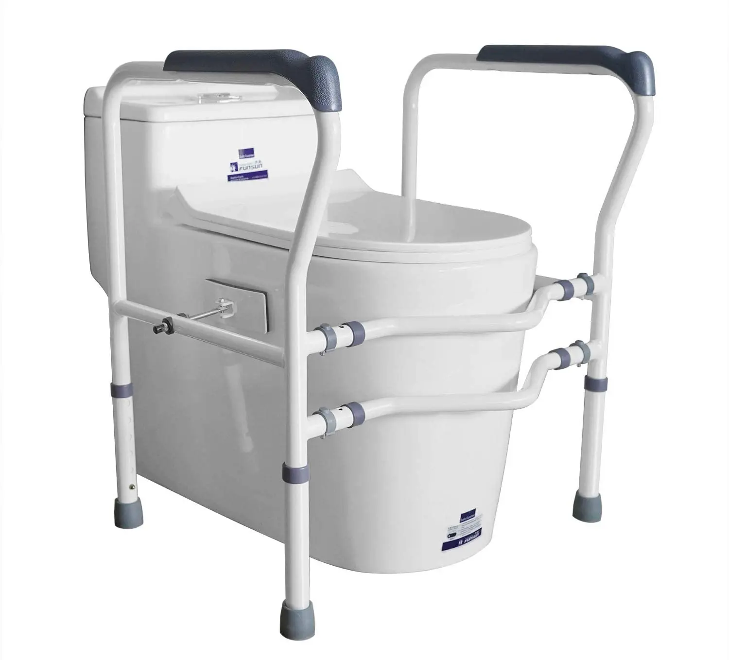 Toilet Safety Frame, 330LBS  Toilet Safety Rails with Adjustable Width, Bathroom Stand Alone Toilet Support Rails for Elderly
