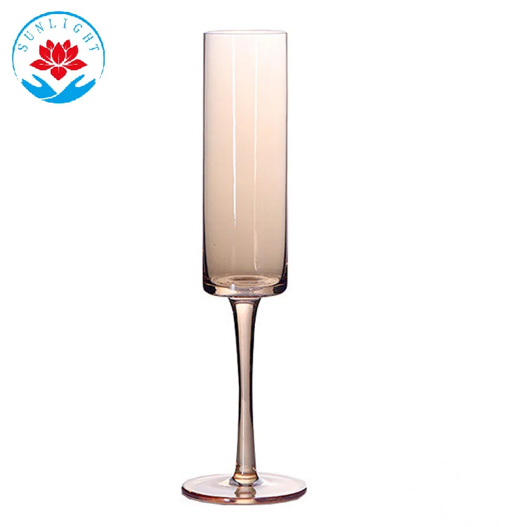 Factory Wholesale High Quality 180ML Hand-made Blown Wine And Champagne Glasses With Gold Rim And  Crystal Stem