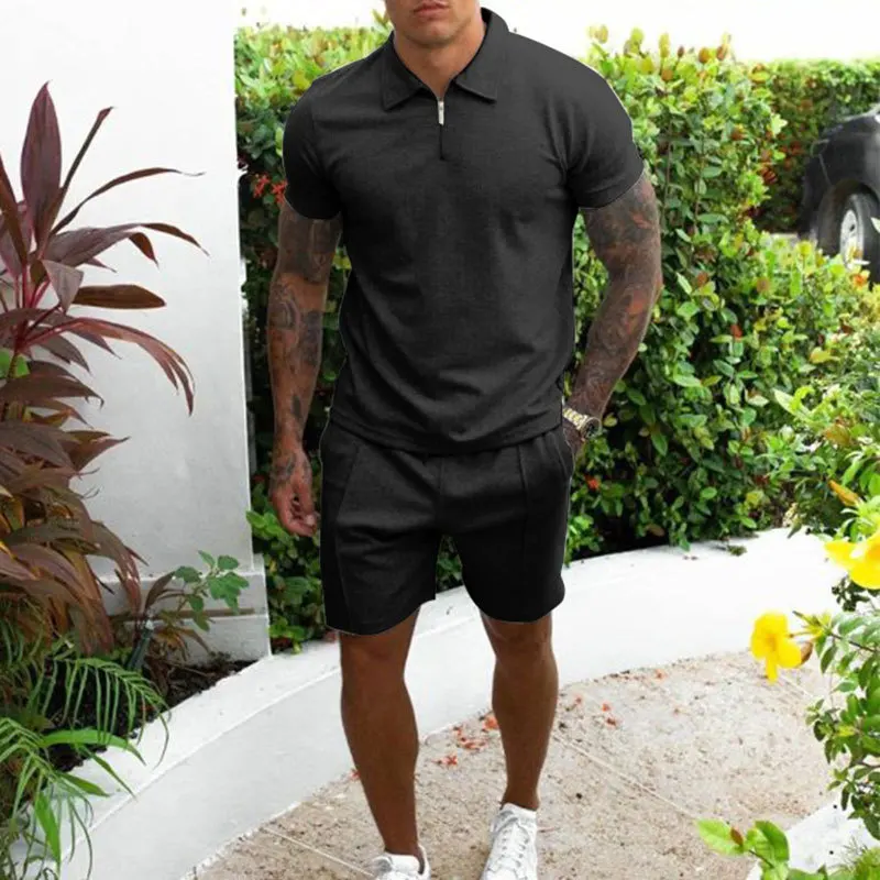 Custom Logo Summer Sportswear 2 Pieces Suits Polo T Shirt Short Tracksuits Running Men Shorts Set