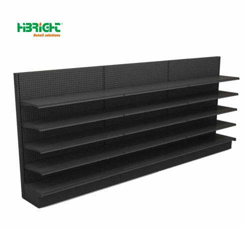 Black Luxury Customized Size Grocery Store Gondola Shelving Good Load-Bearing Capacity Suepermarket Shelf Rack