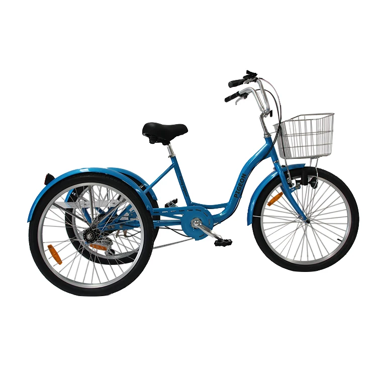 Promotional 6 speed blue aluminum alloy 24inch anti-rust adult tricycle