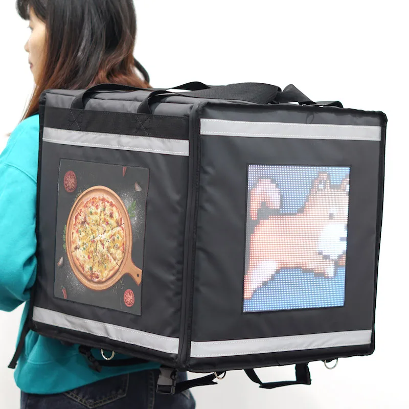 Водонепроницаемый высококачественный рюкзак с бесплатным логотипом и рекламой на вынос, многосекционный рюкзак со светодиодной подсветкой, Термосумка с ЖК-экраном, сумка для еды