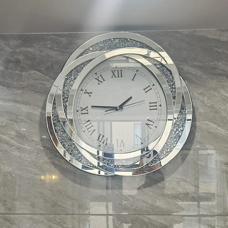 Foshan newgood round mirrored wall Clock Wall Clock for Wall Clocks Decoration